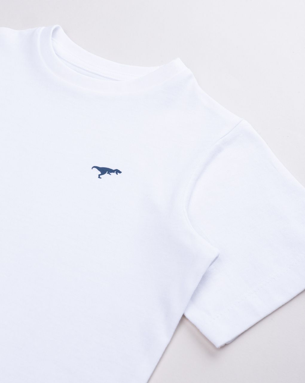 T-shirt bambino bianca basic con stampa dinosauro