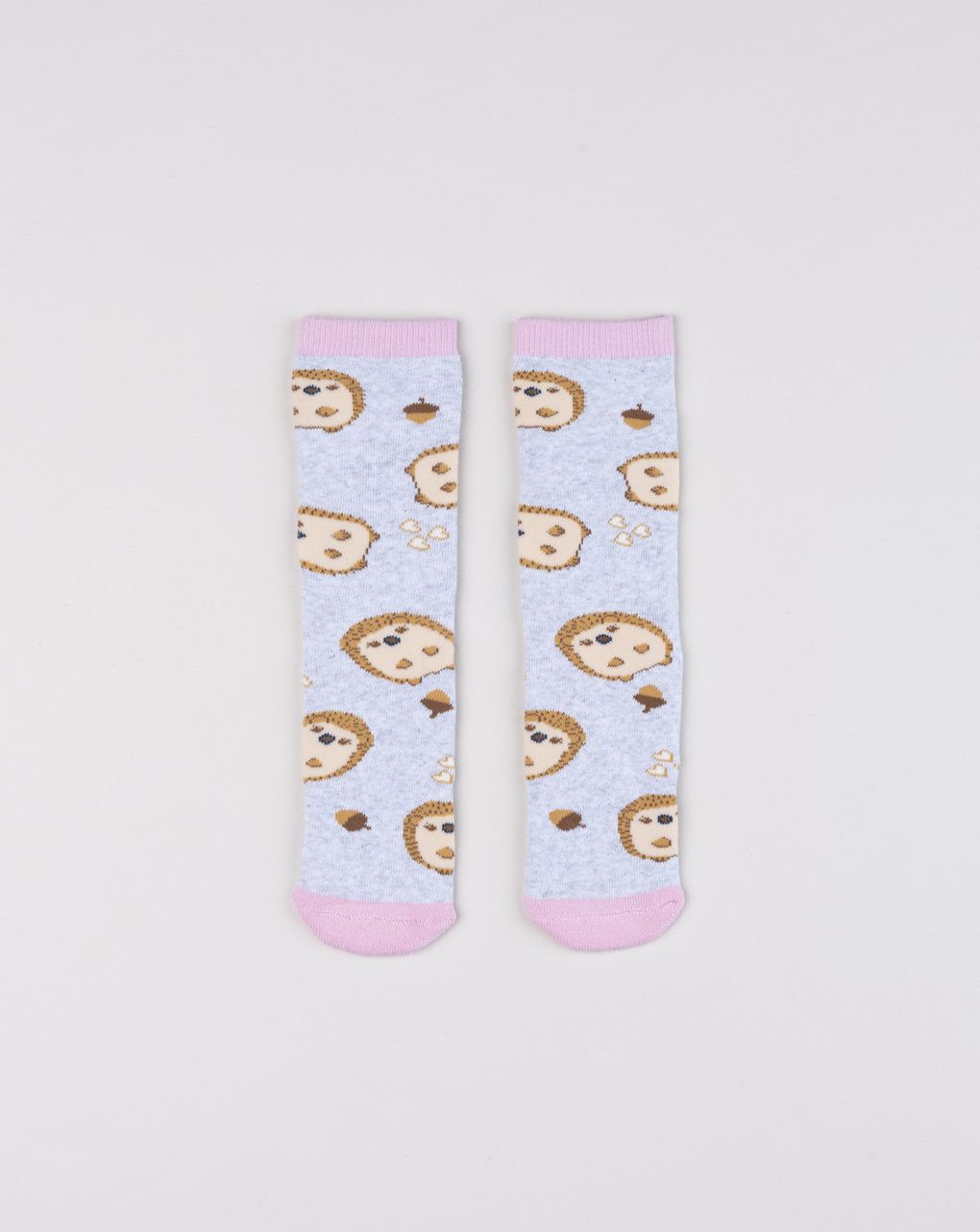 Calze antiscivolo bambina grigio/rosa ricci