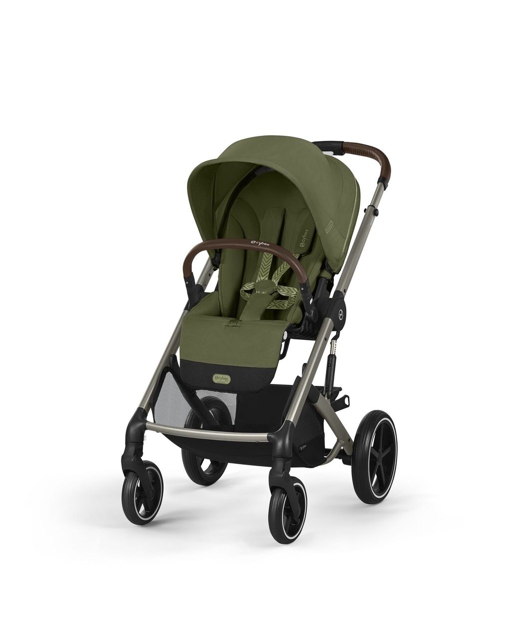 Trio balios s lux tpe moss green con navicella cots e seggiolino cloud g3 plus moss green + adatt. - cybex