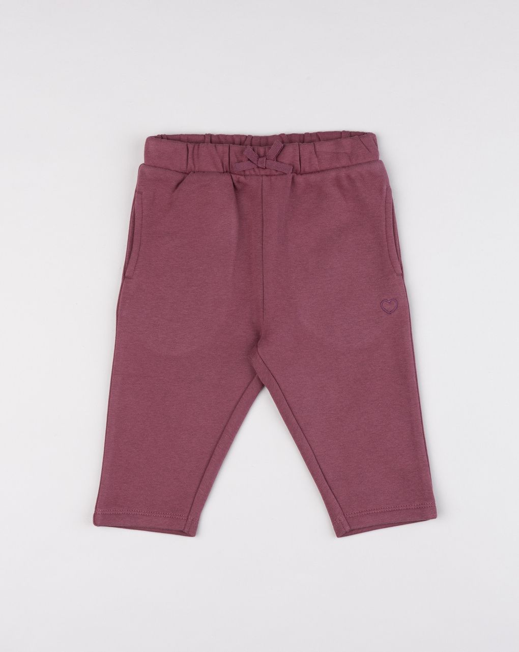 Pantalone felpato bimba bordeaux con fiocco