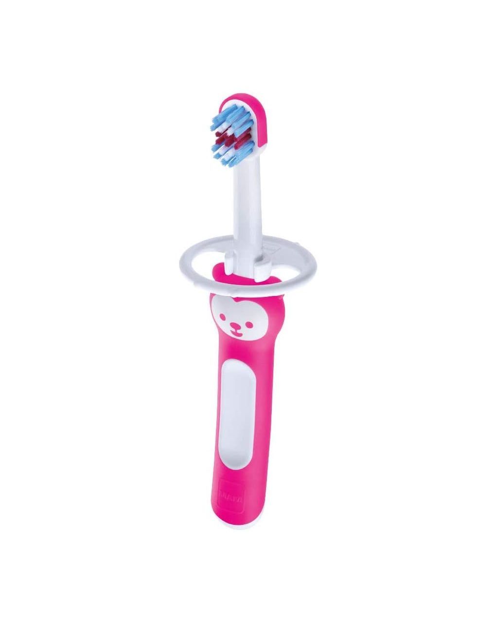 Mam baby's brush, spazzolino denti bambini 6+ mesi con impugnatura antiscivolo, spazzolino setole morbide per i primi dentini, rosa