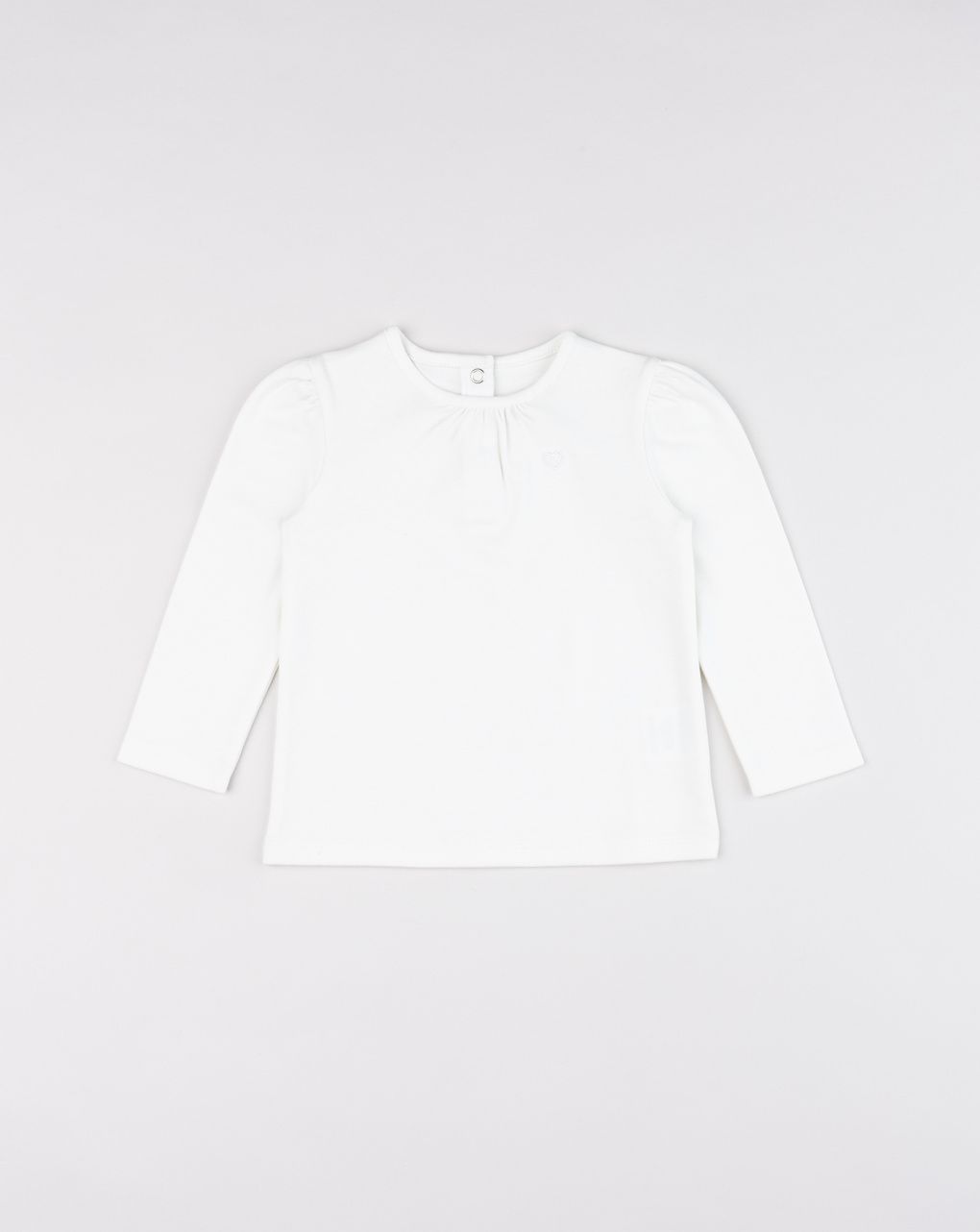 Maglia maniche lunghe bianca bimba ricamo cuore