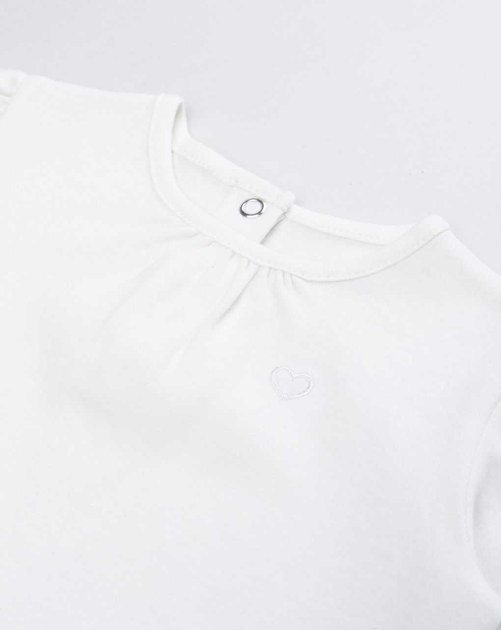 Maglia maniche lunghe bianca bimba ricamo cuore