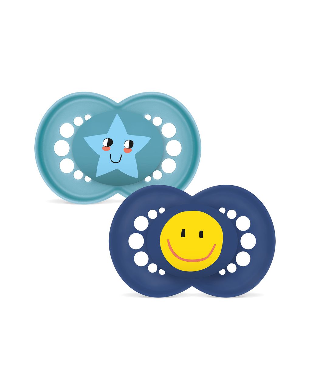 Mam original succhietto 6+ mesi (set da 2), ciuccio mam 6-16 mesi con tettarella ortodontica in silicone, azzurro