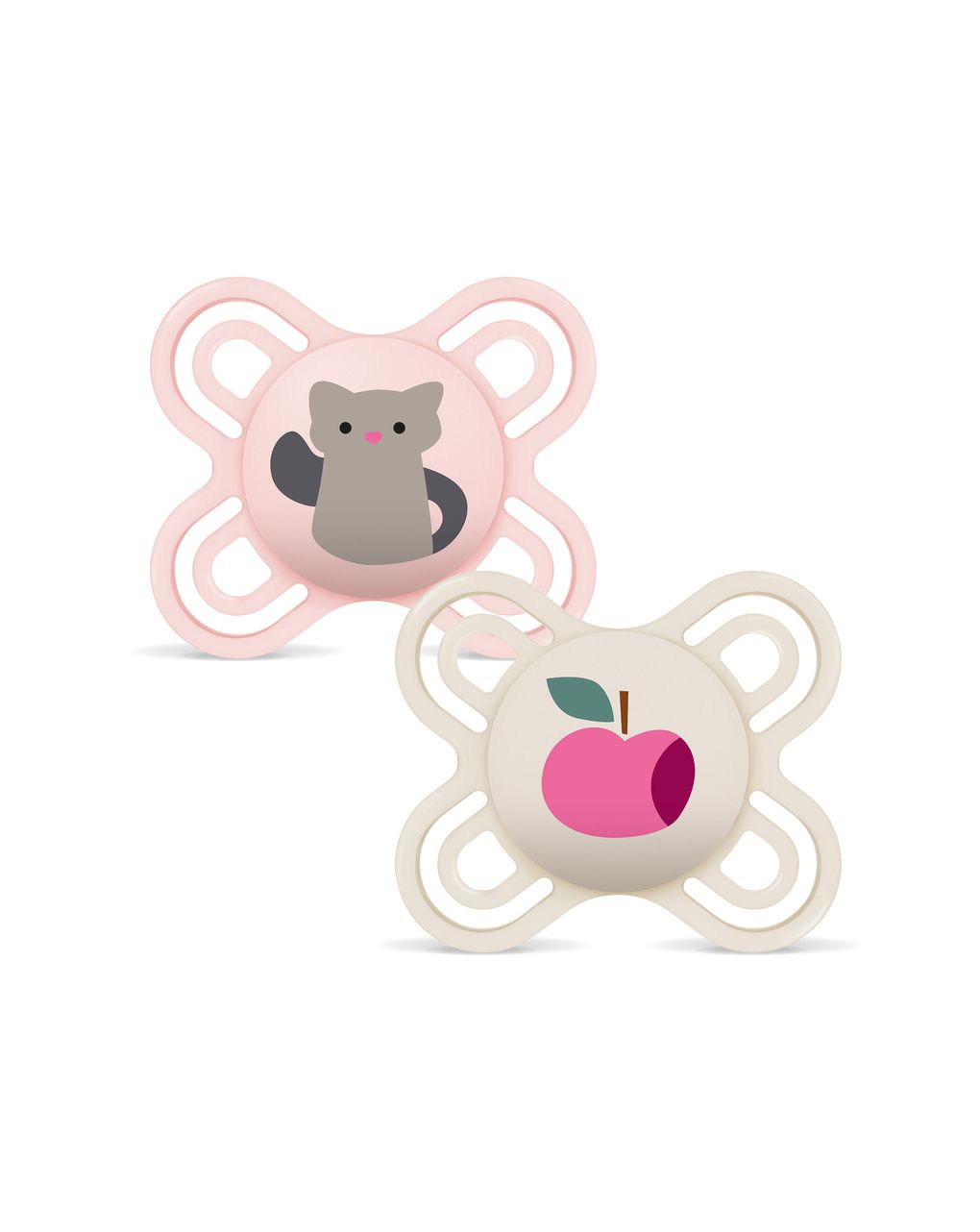 Mam perfect start confezione doppia succhietto 0-2 mesi (set da 2), ciuccio mam 0-2 mesi in silicone per un sano sviluppo orale, rosa/neutro