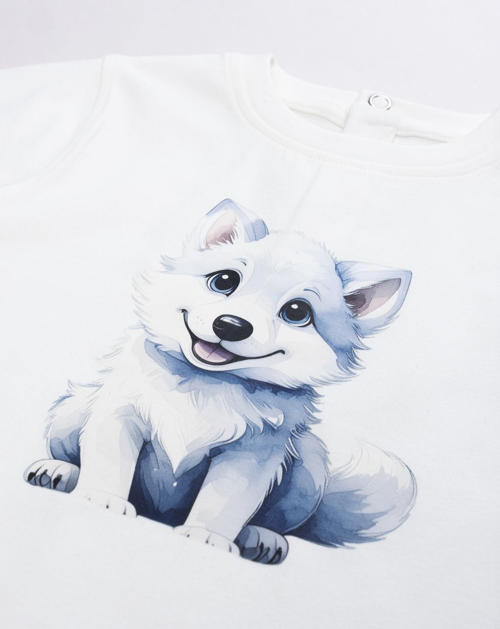 T-shirt manica lunga bianca bimbo stampa cagnolino