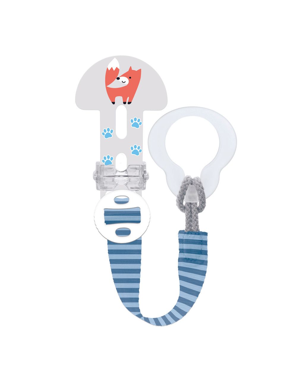 Mam clip it! & cover catenella portaciuccio, catenella ciuccio 0+ mesi regolabile con anello rimovibile e con salvasucchietto, azzurro