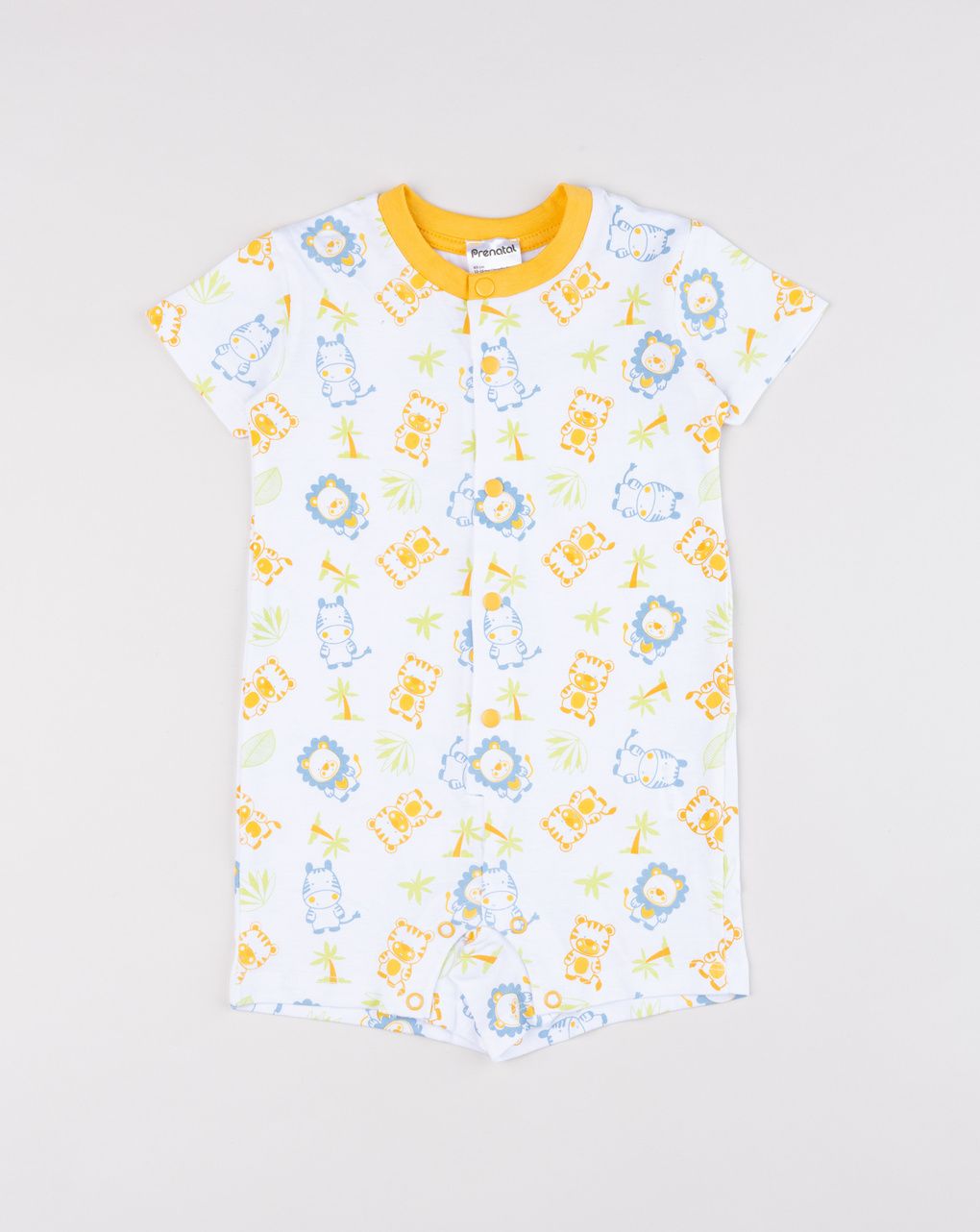 Pigiamone neonato jungle safari bianco/giallo