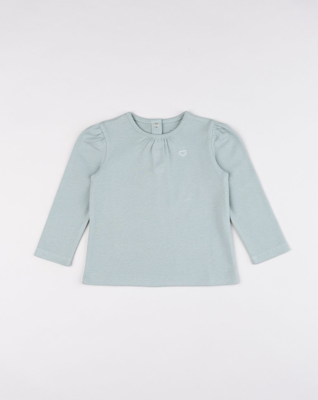 Maglia maniche lunghe verde bimba ricamo cuore