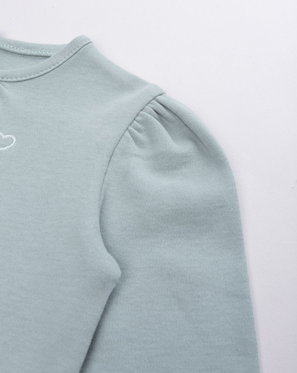 Maglia maniche lunghe verde bimba ricamo cuore