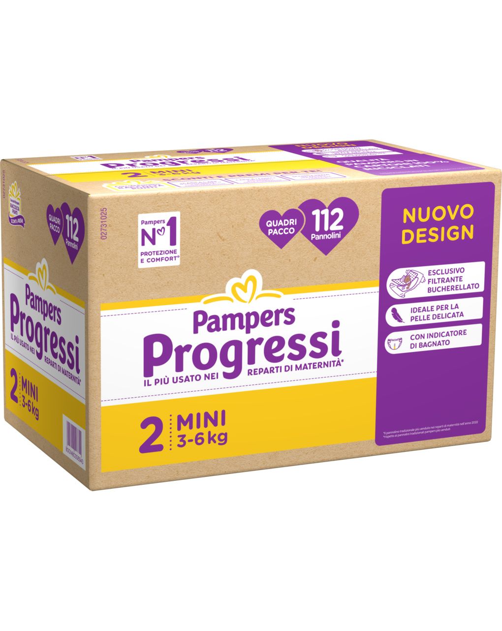 Pannolino progressi quadri pacco taglia 2 3-6kg 112 pz - pampers