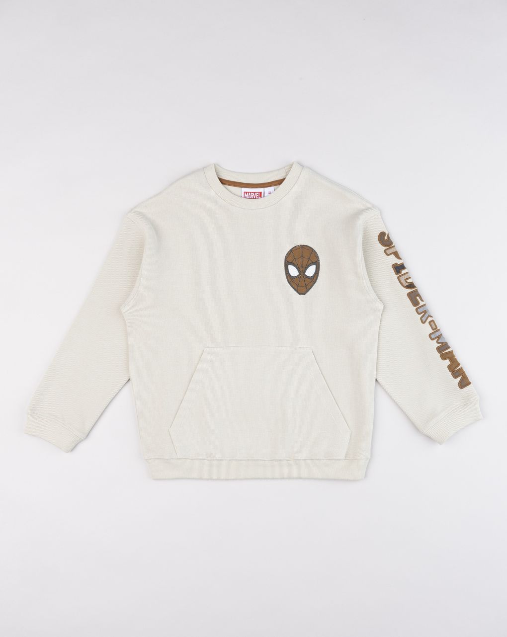 Felpa da bambino spiderman con tascone  beige