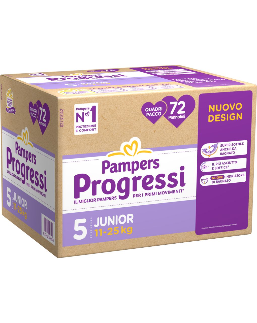 Pannolino progressi quadri pacco taglia 5 11-25kg 72 pz - pampers
