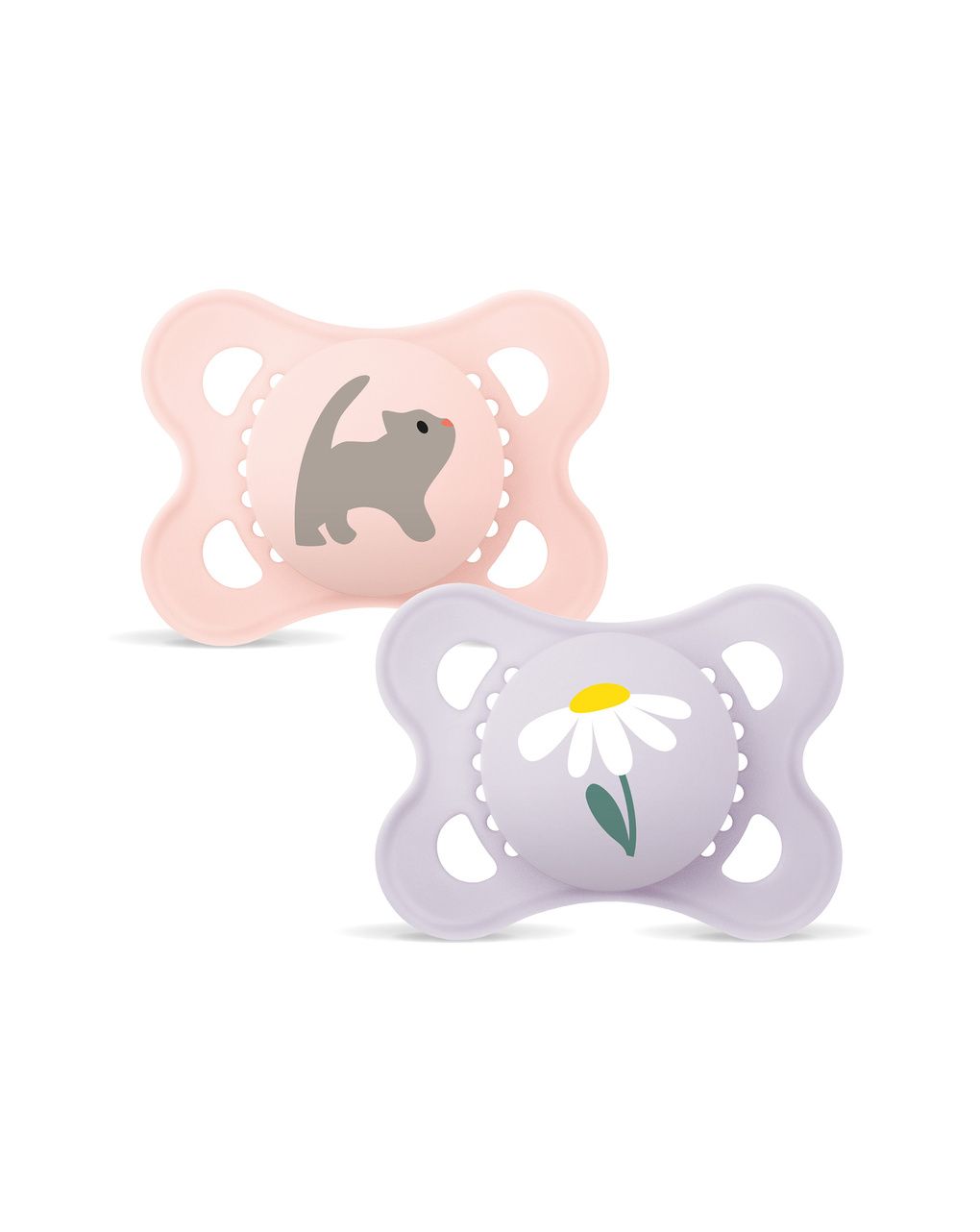 Mam original succhietto 2-6 mesi (set da 2), ciuccio mam 2-6 mesi con tettarella ortodontica in silicone, rosa/lilla