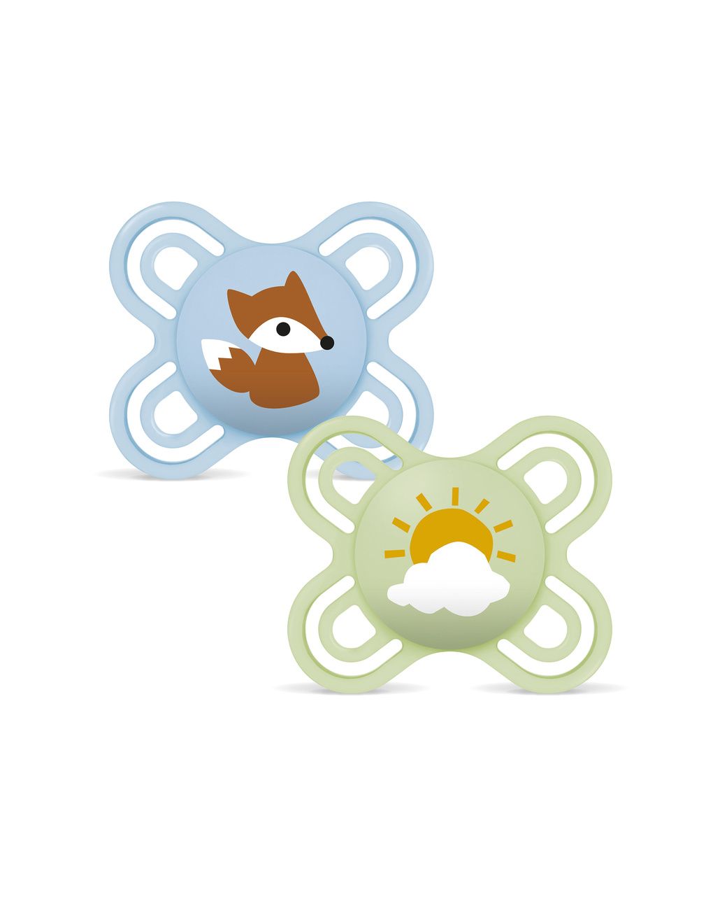 Mam perfect start confezione doppia succhietto 0-2 mesi (set da 2), ciuccio mam 0-2 mesi in silicone per sano sviluppo orale, azzurro/verde