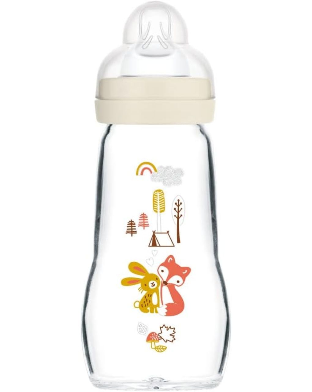 Mam biberon feel good 260 ml, biberon vetro pregiato resistente alle alte temperature, neutro