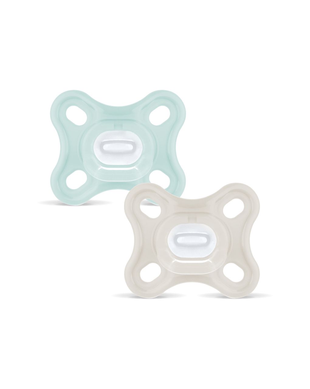 Mam comfort succhietto 0-3 mesi (set da 2), ciuccio mam 0-3 mesi in 100% silicone con design unico, neutro/verde