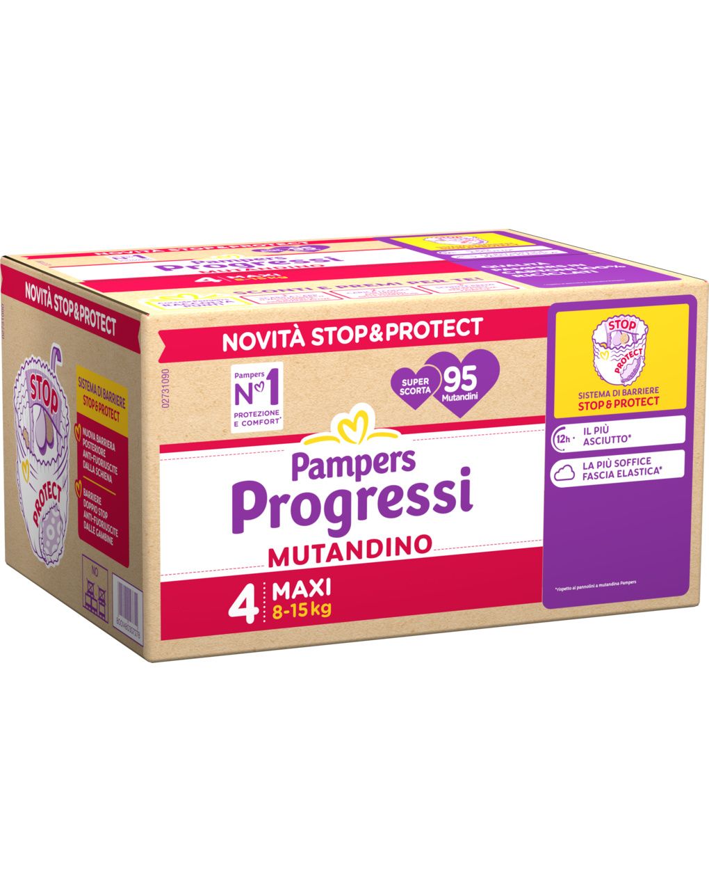 Pannolino progressi mutandino super scorta taglia 4 8-15kg 95 pz - pampers