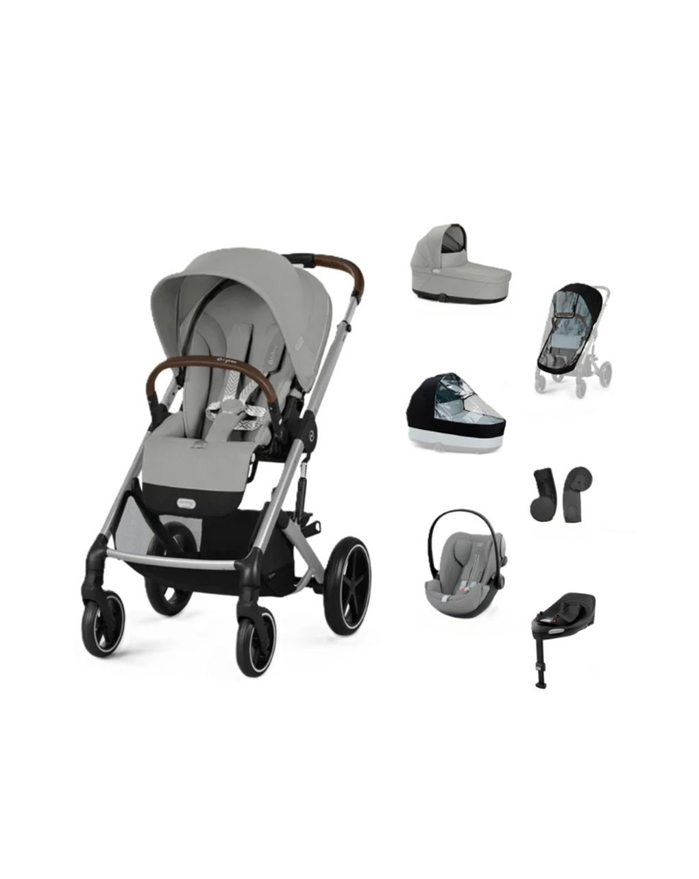 Pack xl trio balios s lux stone grey base g3, parapioggia nav e pass - cybex
