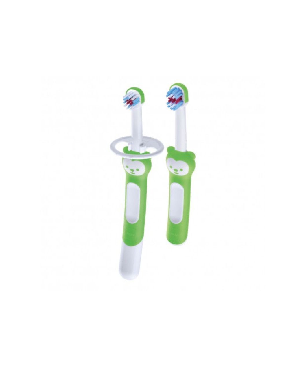 Mam learn to brush (set da 2), neonato accessori utili per i primi dentini, giallo, 5+ mesi