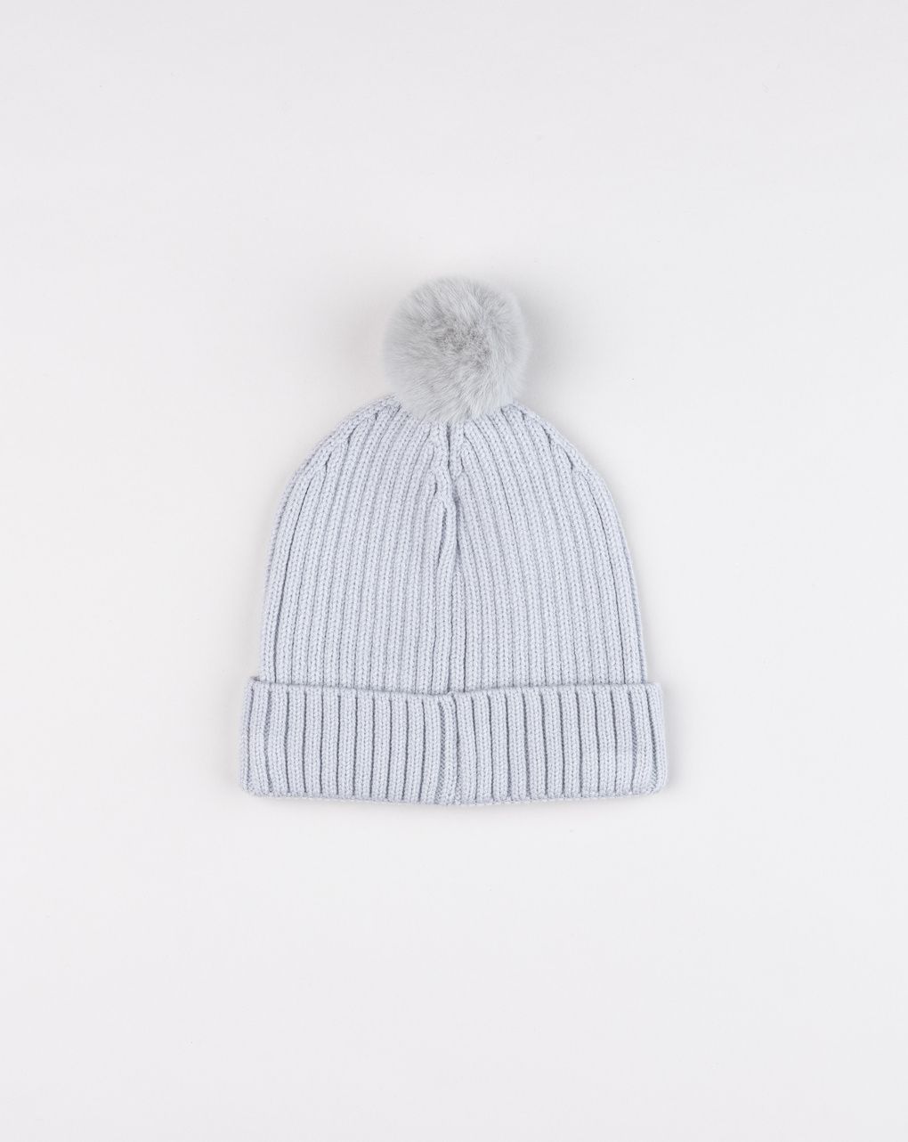 Cappello pon pon bambina grigio fiocco strass
