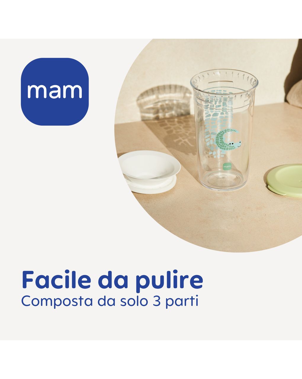 Mam easy to drink cup 360° (290 ml), tazza bambini 8m+ con valvola 360° a prova di perdita, rosa