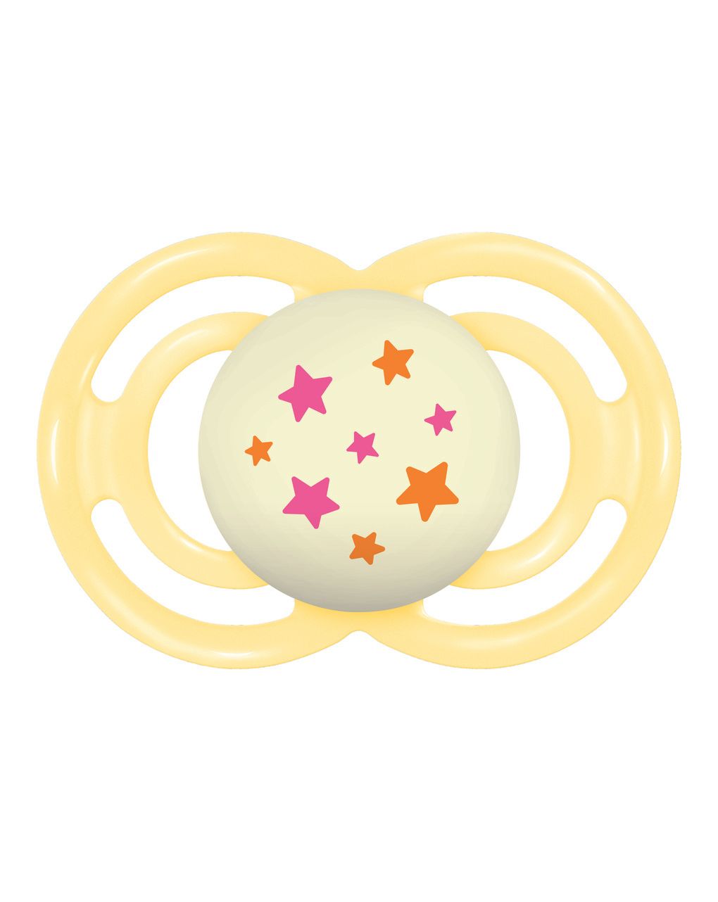 Mam perfect night confezione doppia succhietto 16+ mesi (set da 2), ciuccio mam 16 36 mesi silicone che si illumina al buio, rosa/giallo
