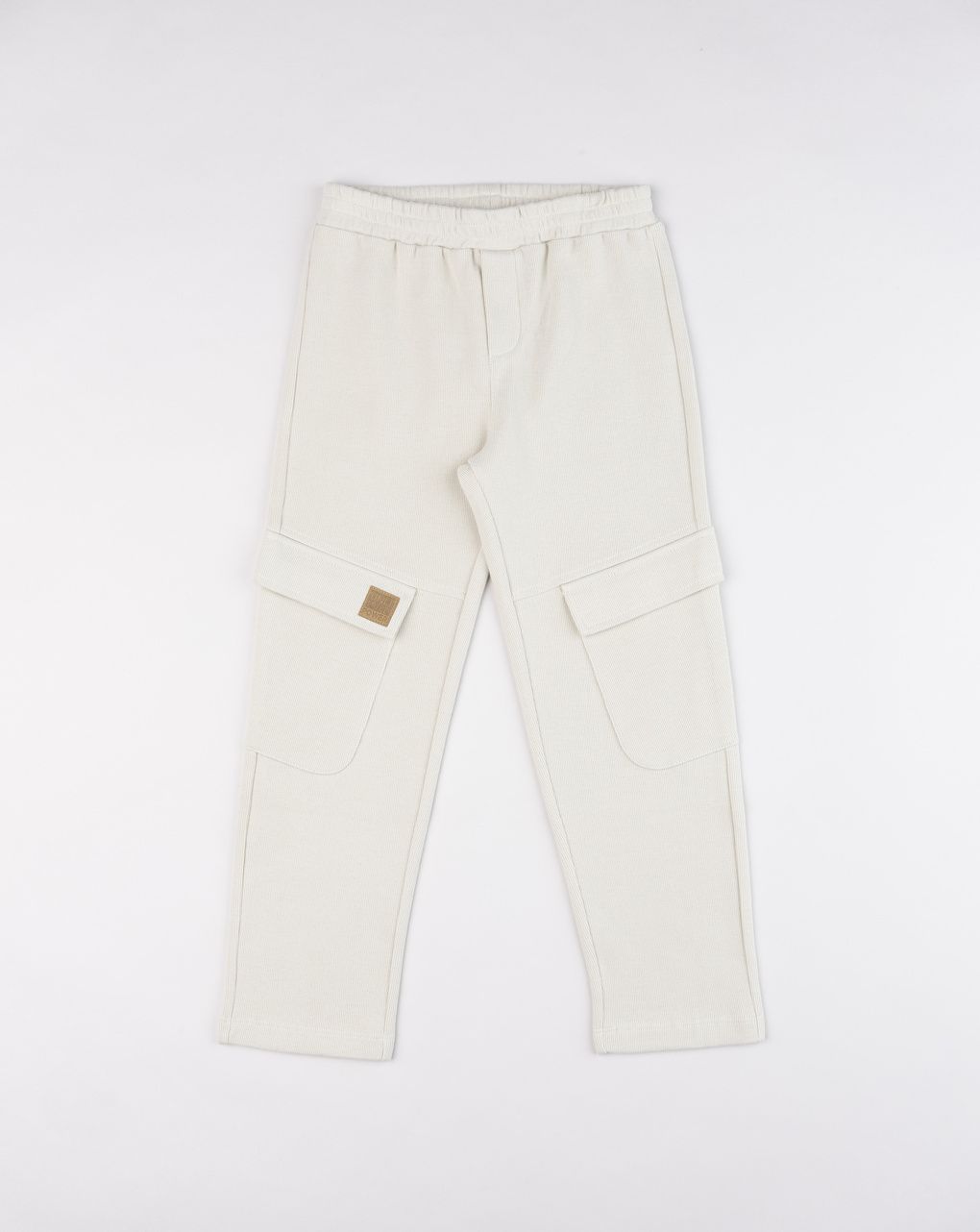 Pantaloni felpati bambino beige con tasconi