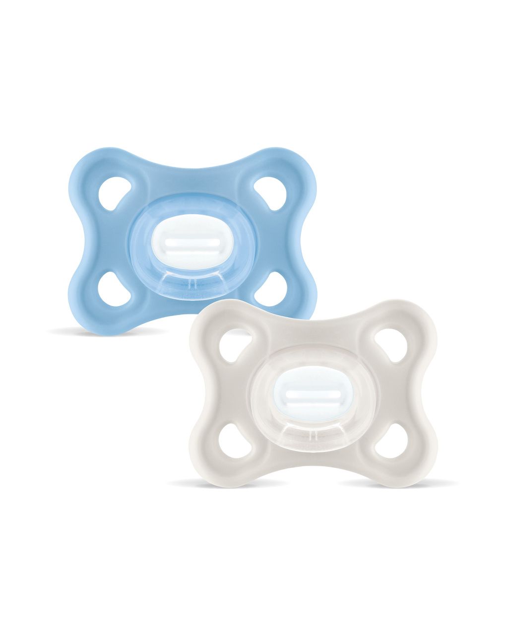 Mam comfort succhietto 3-12 mesi (set da 2), ciuccio mam 3-12 mesi in 100% silicone con design unico, azzurro/neutro
