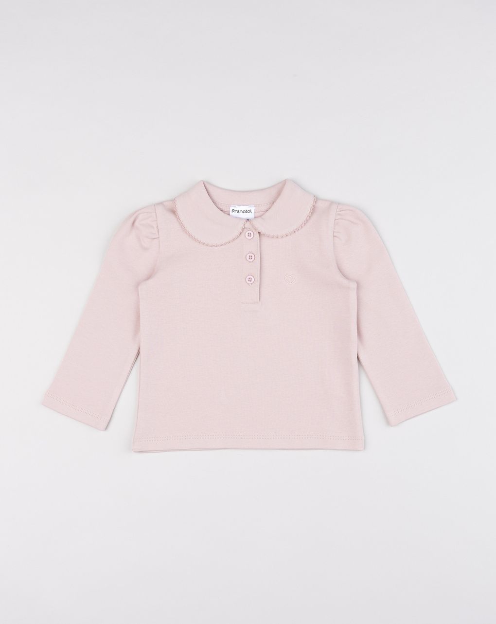 Polo a maniche lunghe rosa chiaro da bimba
