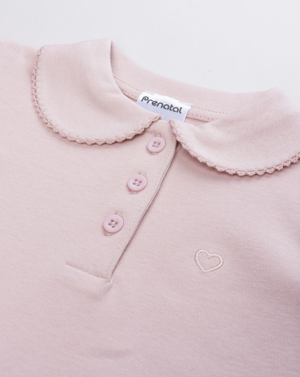 Polo a maniche lunghe rosa chiaro da bimba