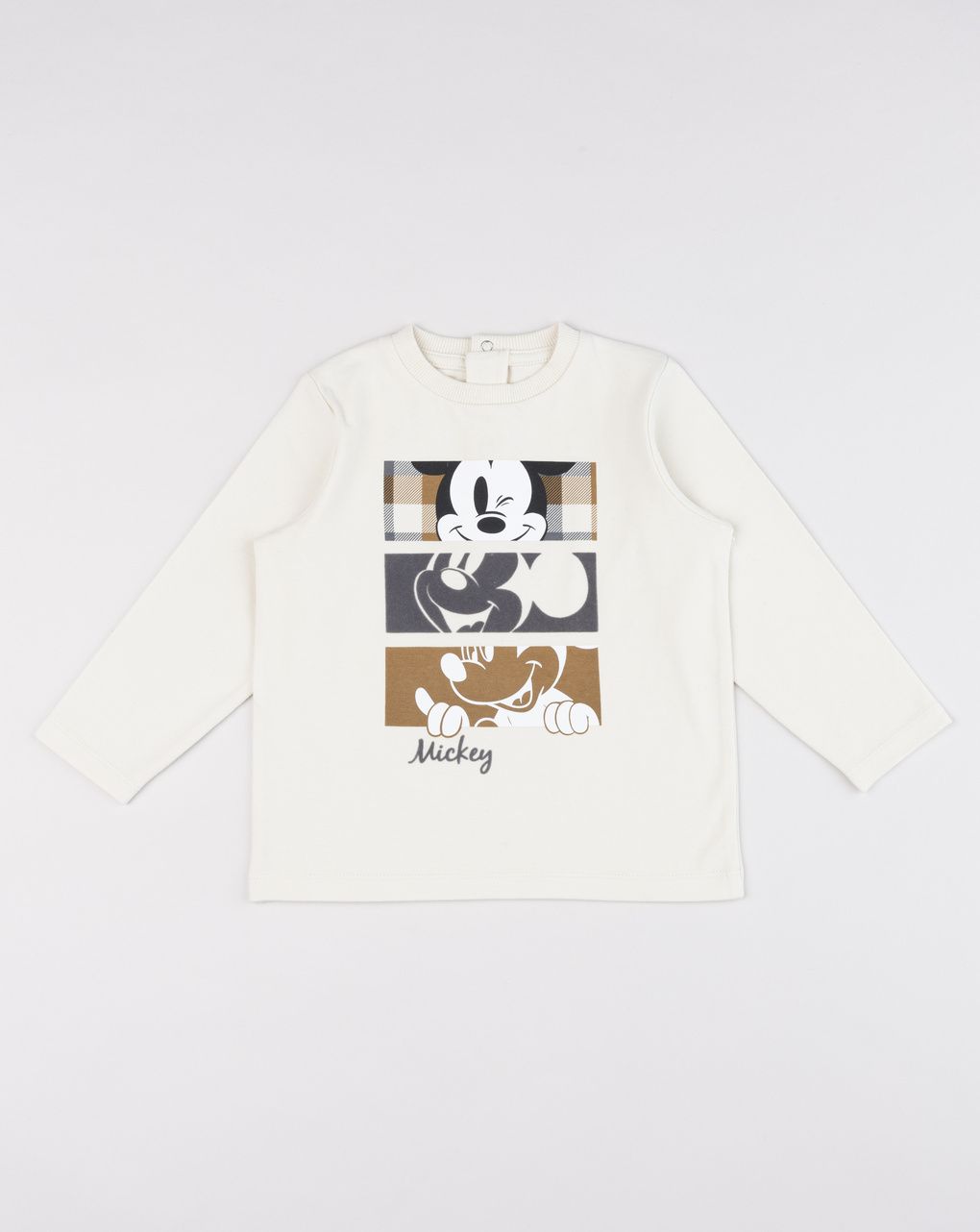 T-shirt panna a maniche lunghe topolino bimbo