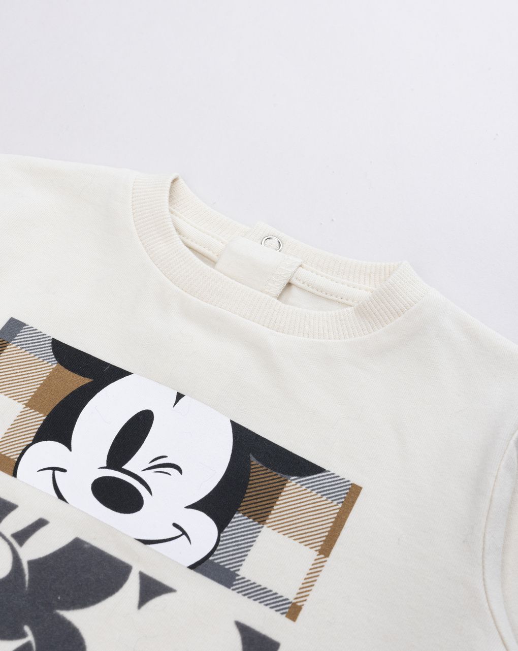 T-shirt panna a maniche lunghe topolino bimbo