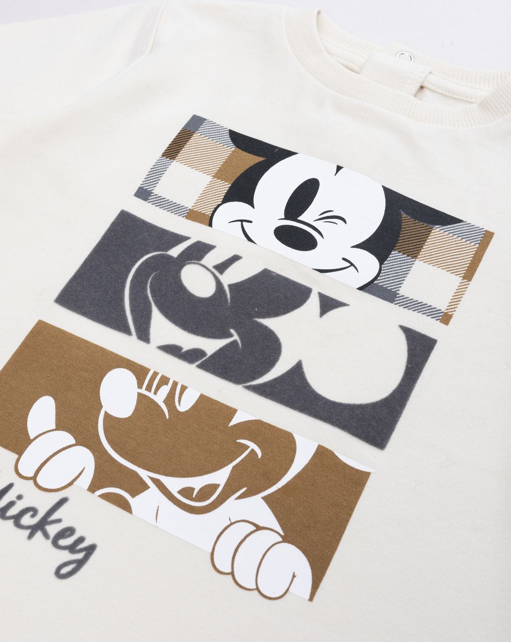 T-shirt panna a maniche lunghe topolino bimbo