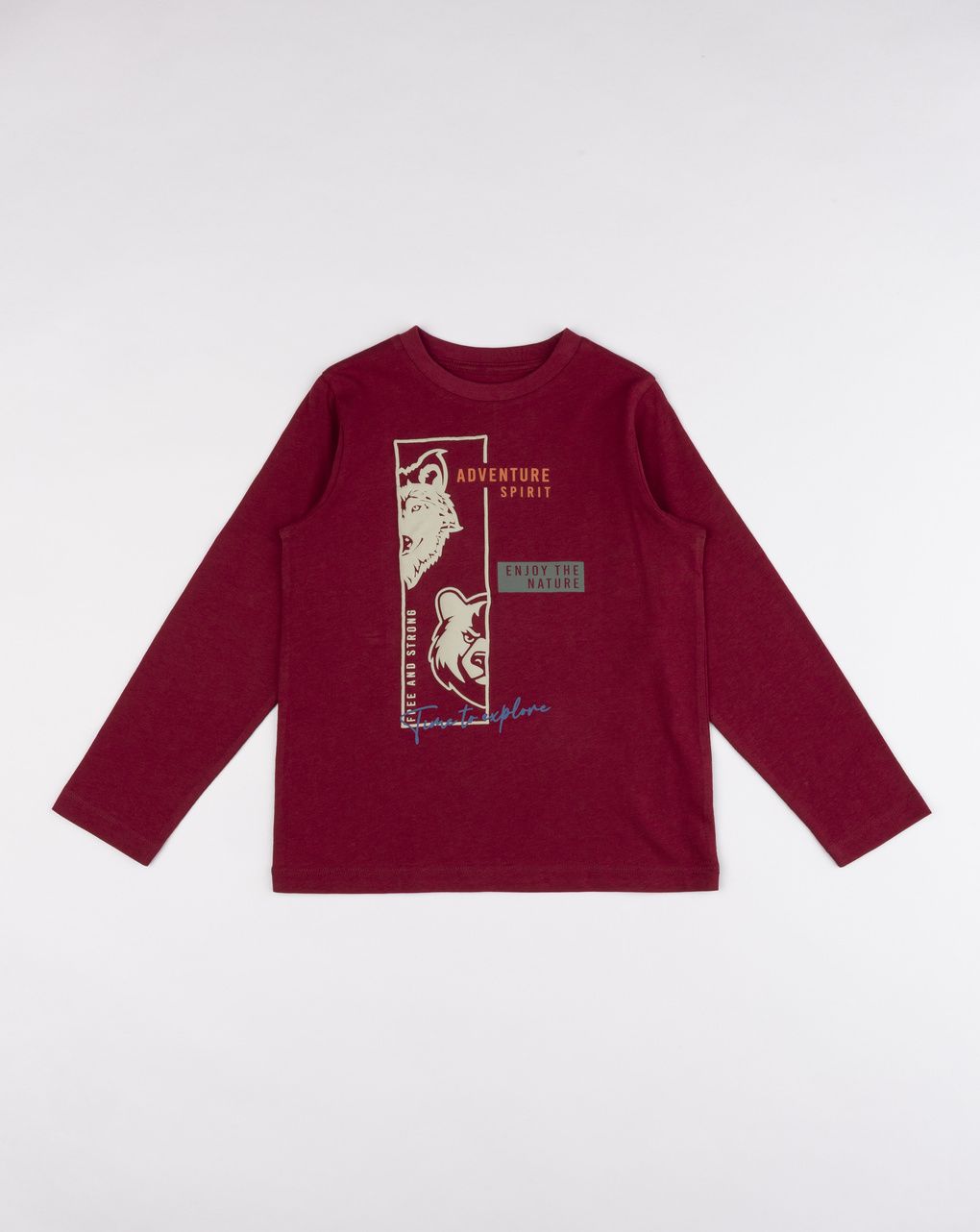 T-shirt bimbo bordeaux stampata