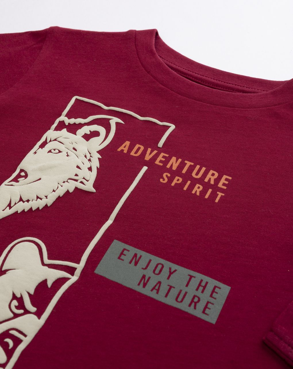 T-shirt bimbo bordeaux stampata