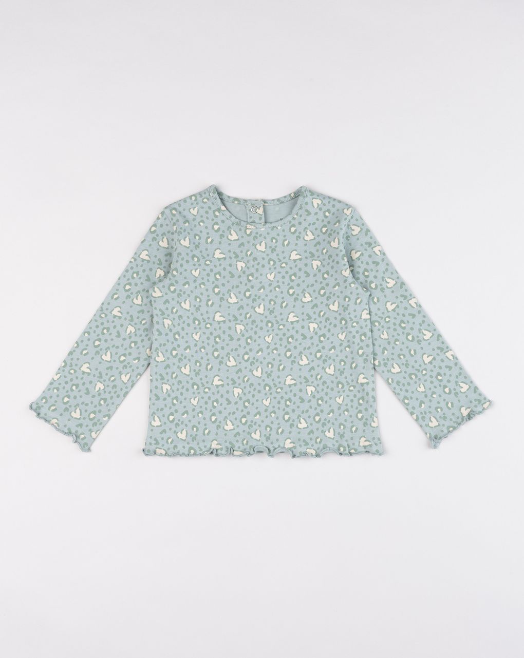 T-shirt in jersey verde con stampa allover da bimba