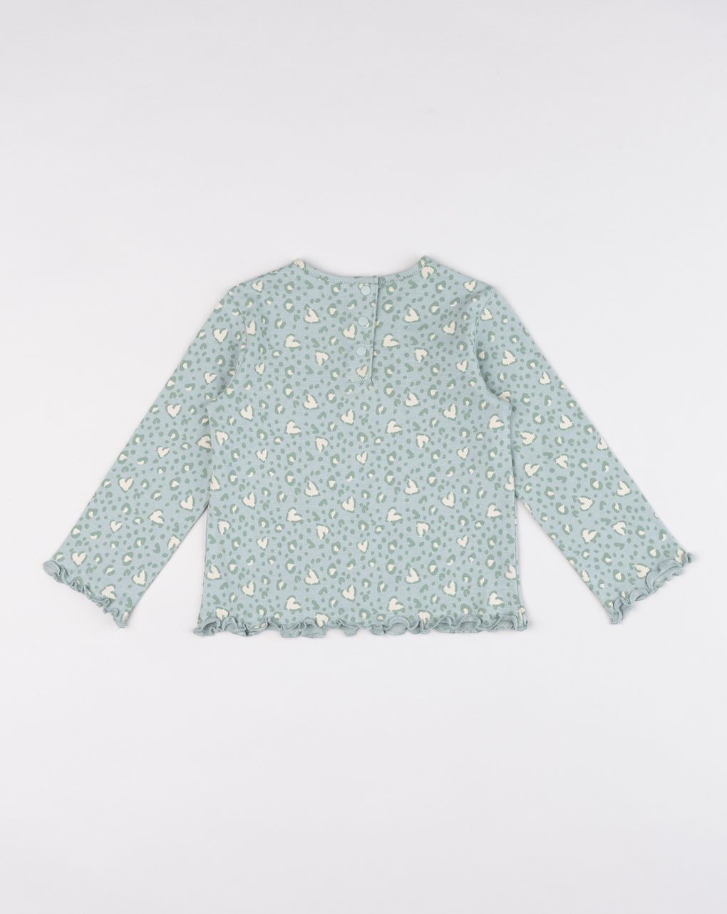 T-shirt in jersey verde con stampa allover da bimba