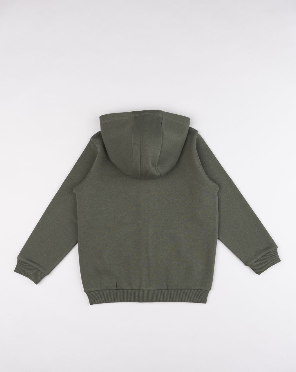 Felpa verde bambino full-zip con cappuccio e stampa