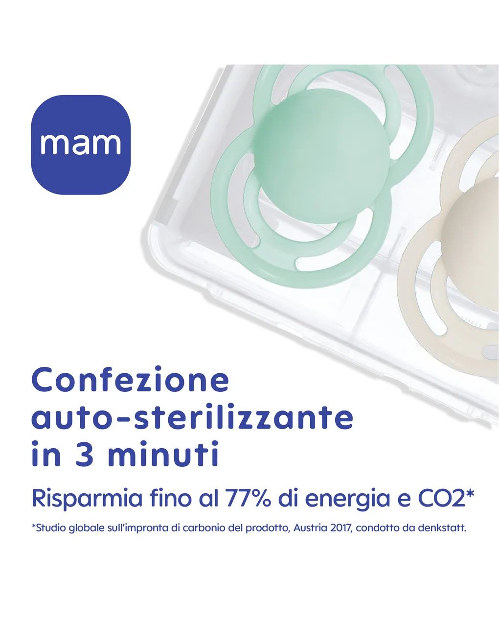 Mam perfect succhietto 16+ mesi, ciuccio mam 16 36 mesi silicone morbido per uno sviluppo sano del cavo orale, azzurro/neutro