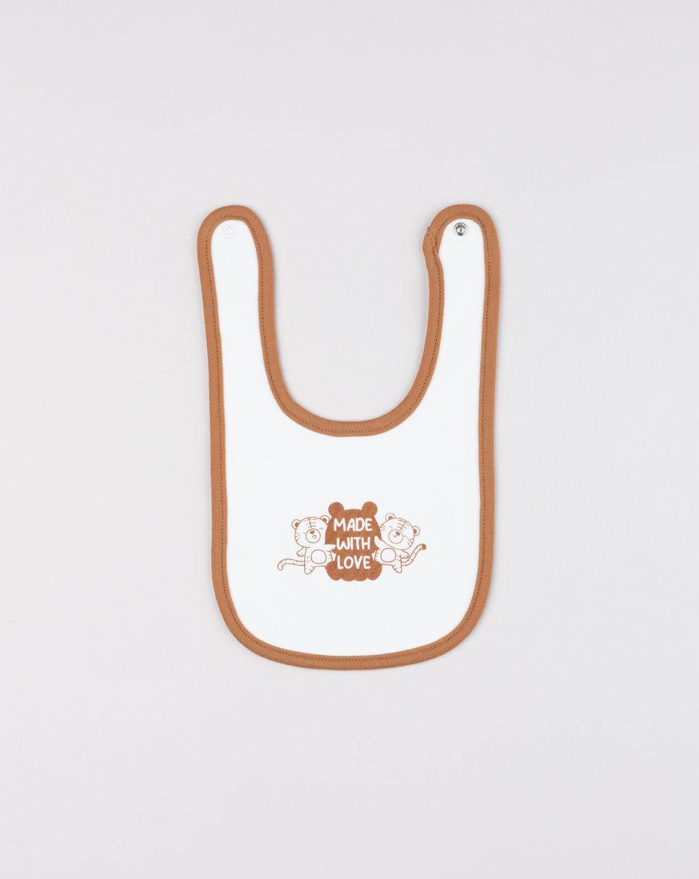 Bavaglino interlock bimbo bianco/marrone love