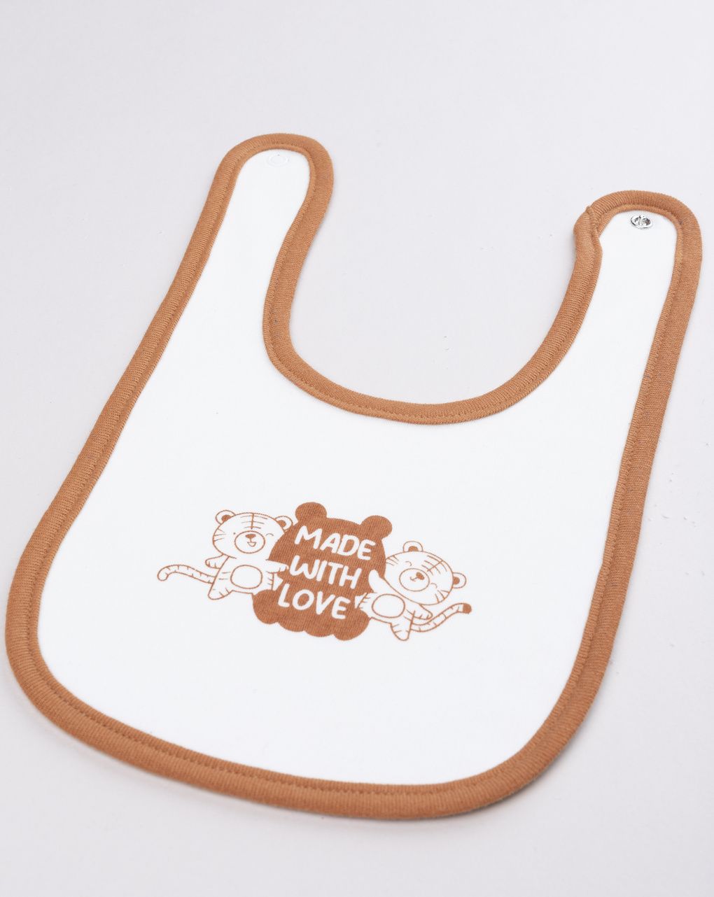 Bavaglino interlock bimbo bianco/marrone love