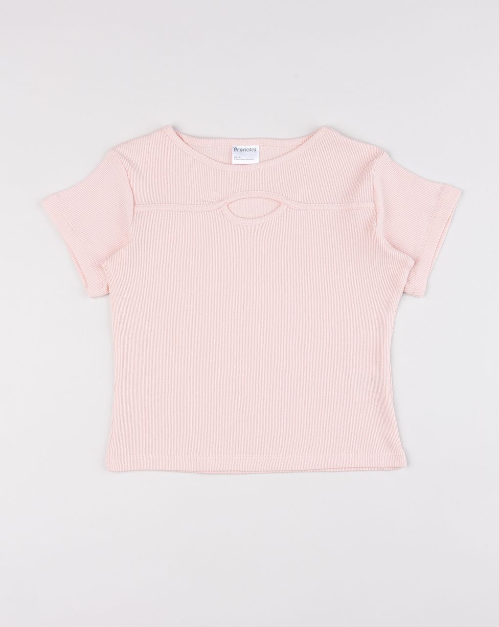 T-shirt bambina in costina rosa con cut-out "drop"