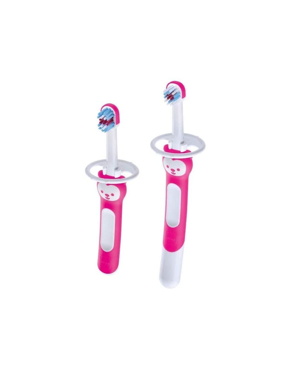Mam learn to brush (set da 2), neonato accessori utili per i primi dentini, rosa, 5+ mesi