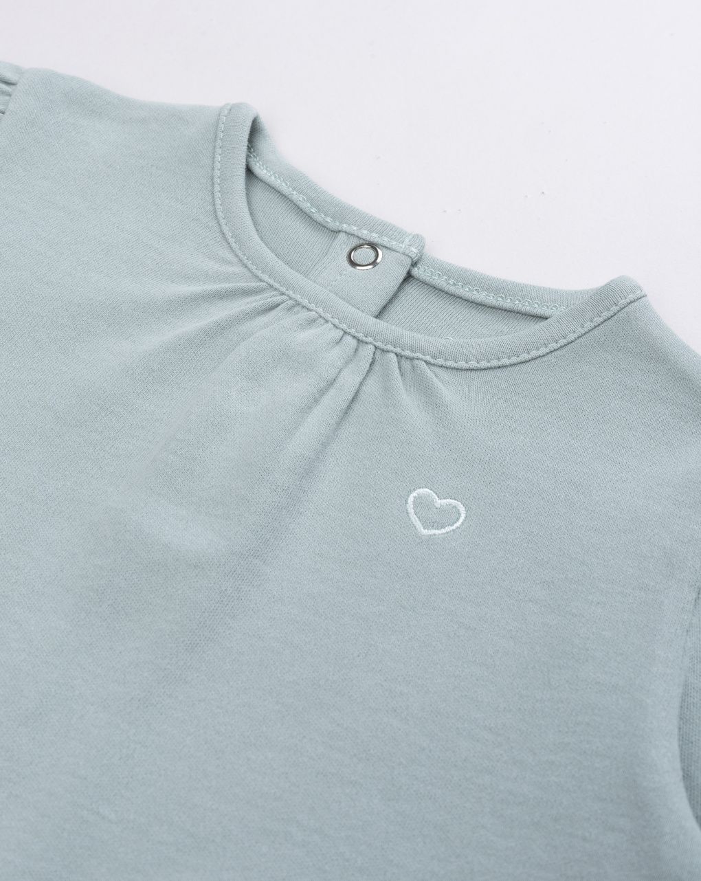 Maglia maniche lunghe verde bimba ricamo cuore