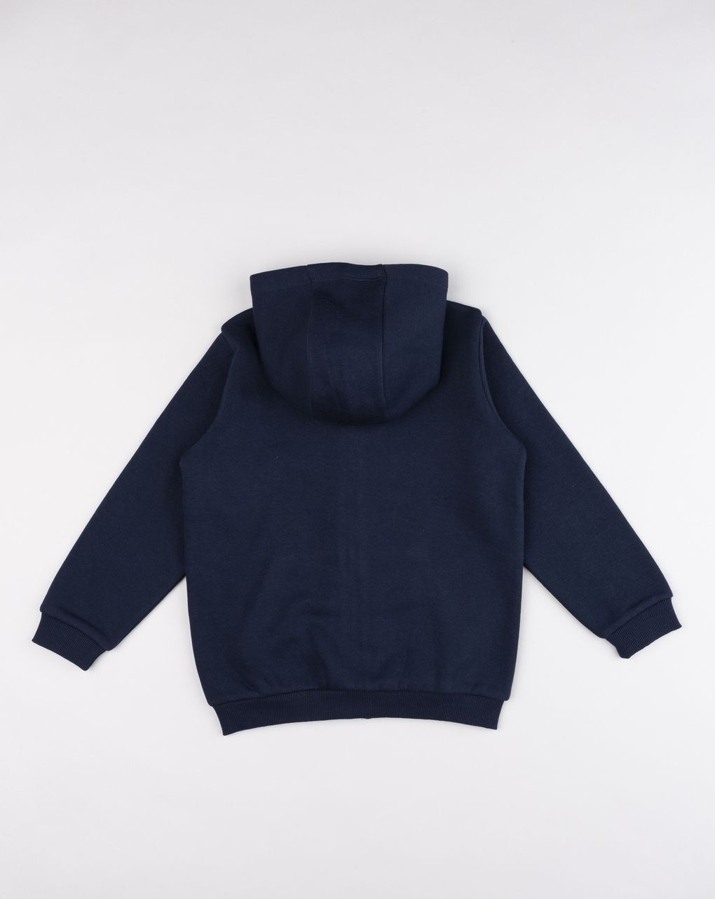 Felpa blu bambino full-zip con cappuccio e stampa