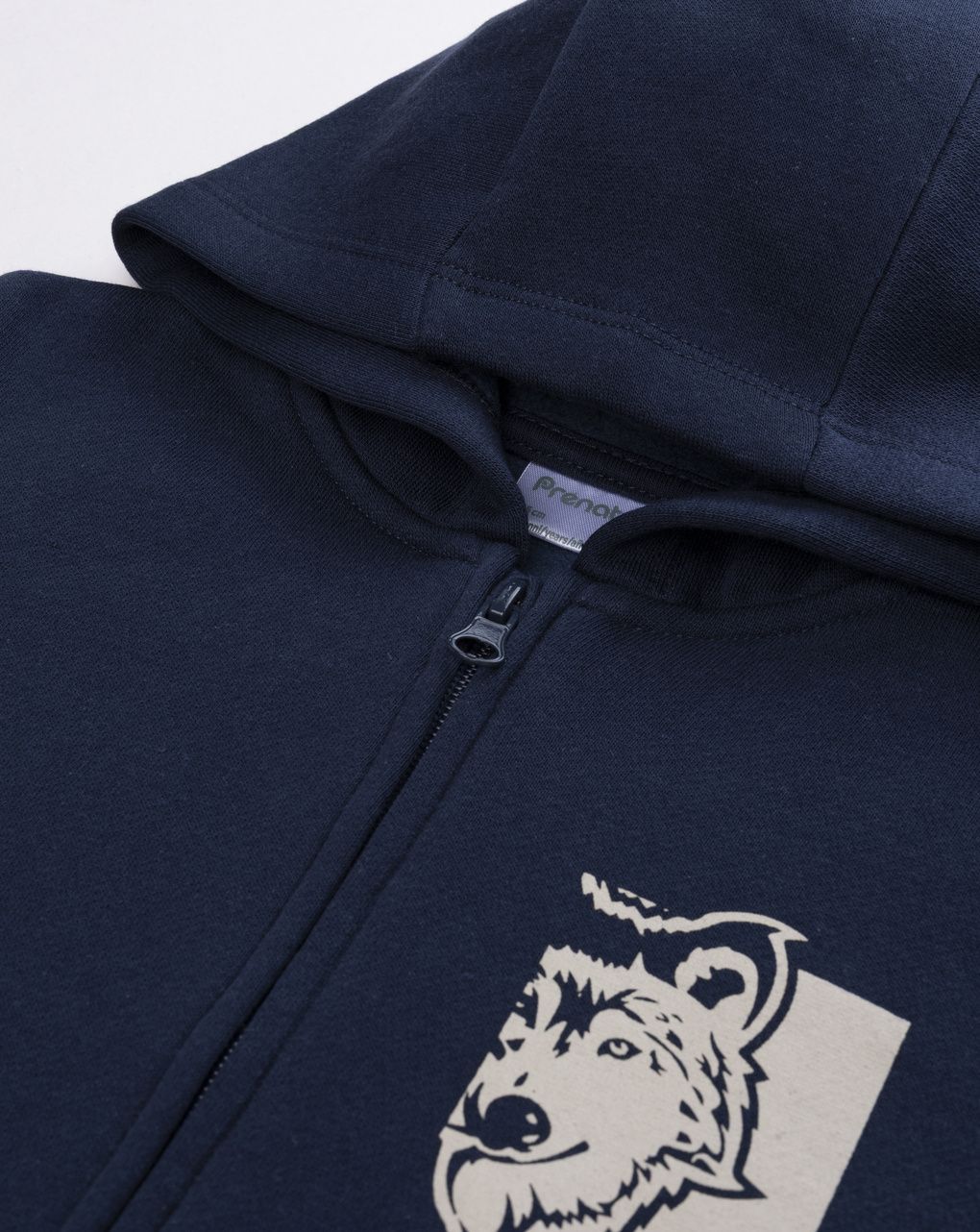 Felpa blu bambino full-zip con cappuccio e stampa