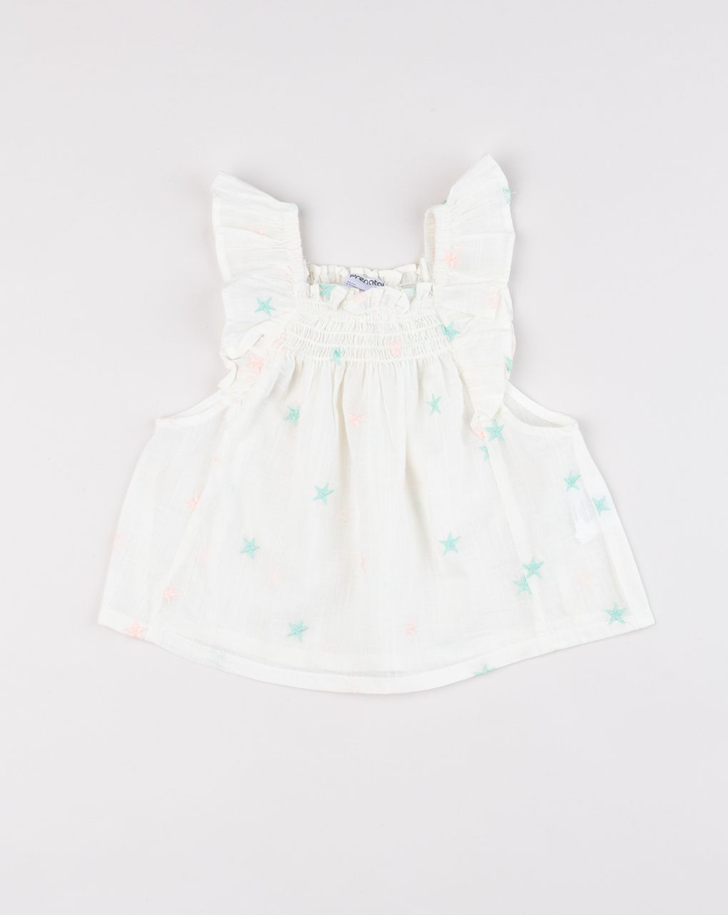 Blusa smanicata bimba in mussola con stelle ricamate