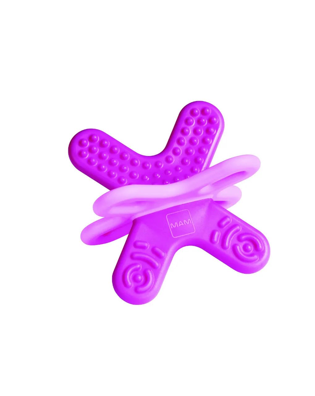 Mam bite & relax fase 2 mini dentaruolo, massaggia gengive neonati 4+ mesi, con sterilizzatore portatile per microonde, rosa