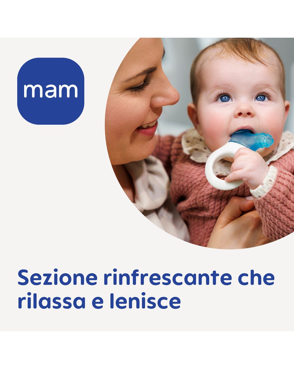 Mam mini cooler & clip dentaruolo, massaggia gengive neonati 2+ mesi rinfrescante e lenitivo, neonato accessori utili facili da afferrare, azzurro